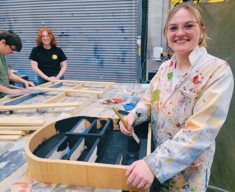 bringing theatrical magic to life on her final project for Stagecraft I class called “Moonshelves.”